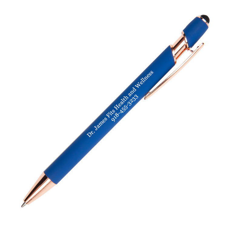Rose Gold Royal Blue Metal Soft Touch Pens
