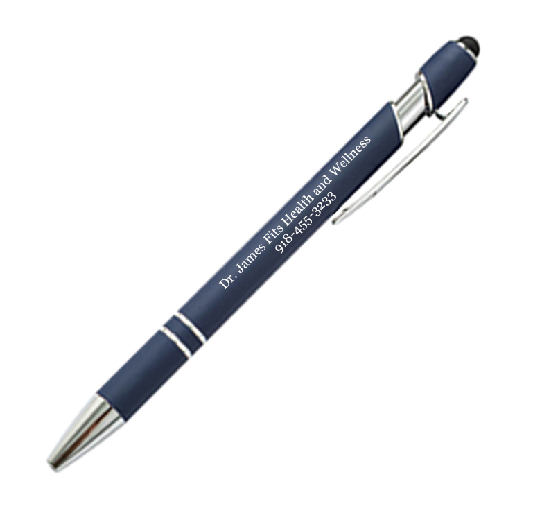 Navy Metal Soft Touch Pens