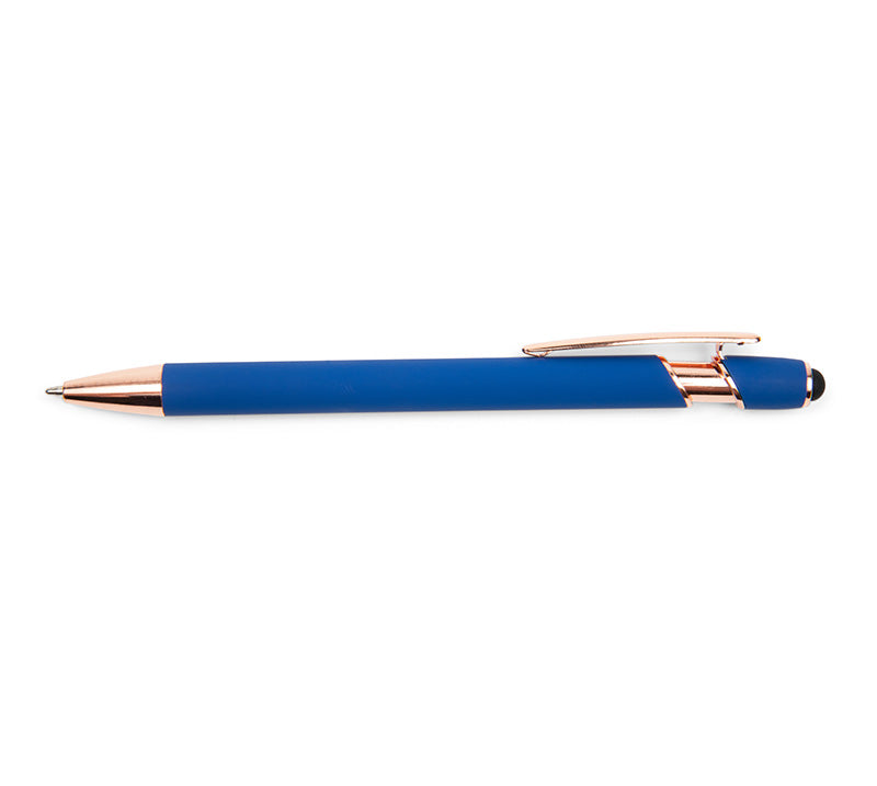 Rose Gold Royal Blue Metal Soft Touch Pens