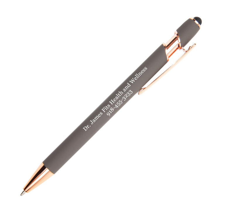 Rose Gold Gray Metal Soft Touch Pens