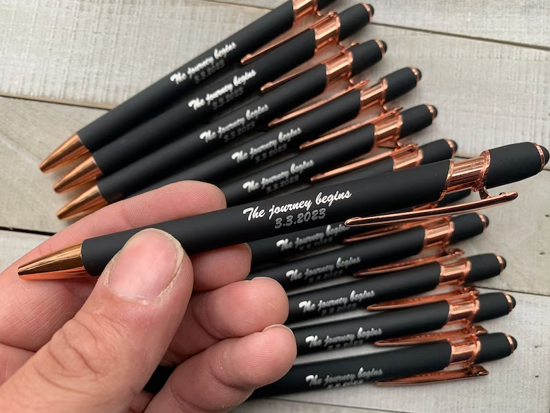 Rose Gold Black Metal Soft Touch Pens