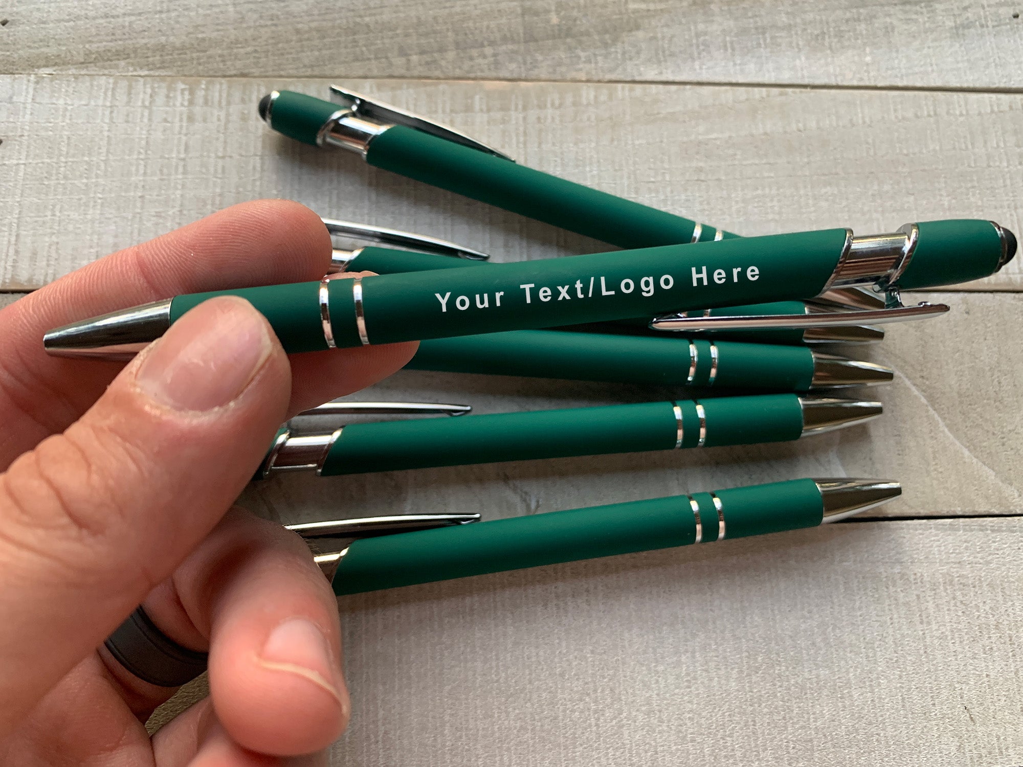 Dark Green Metal Soft Touch Pens
