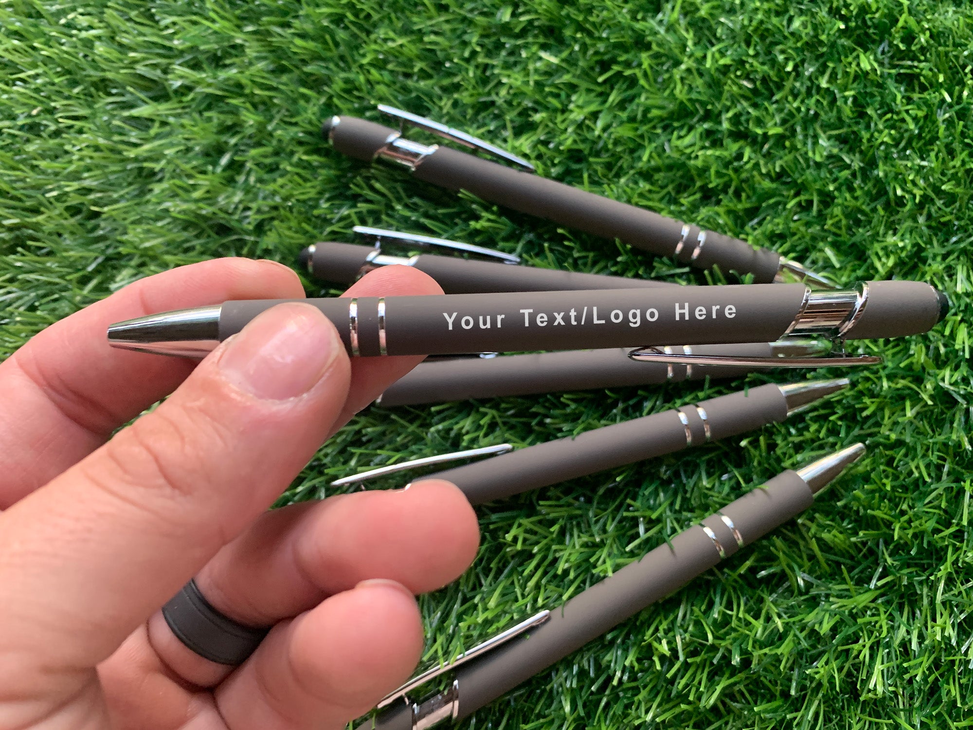 Gray Metal Soft Touch Pens