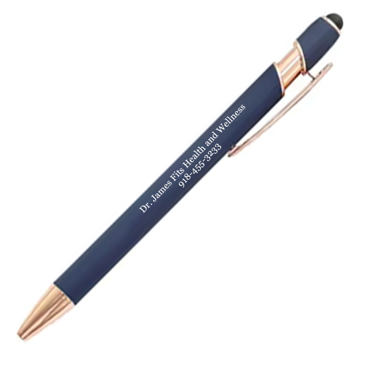 Rose Gold Navy Metal Soft Touch Pens