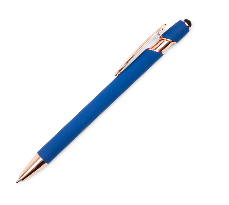 Rose Gold Royal Blue Metal Soft Touch Pens